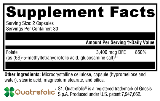 5-MTHF 60 Capsules Supplement Facts