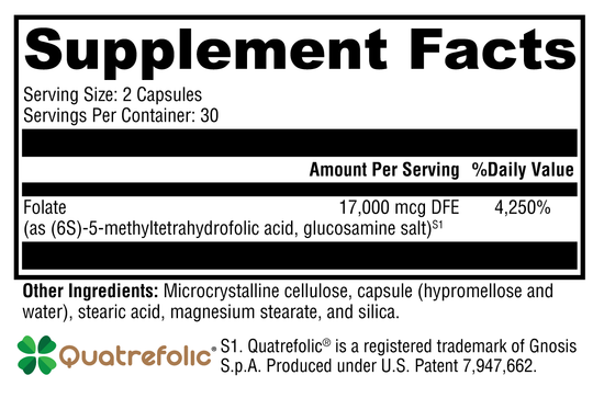 5-MTHF ES 60 Capsules Supplement Facts