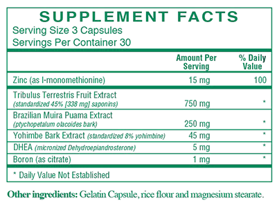 Testost Rx 90 Capsules Supplement Facts
