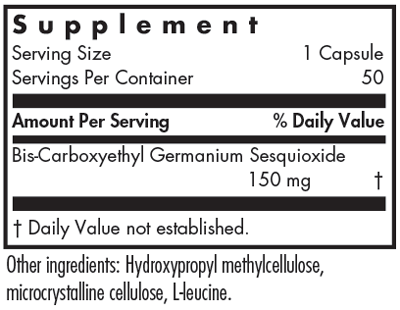 Organo-Germanium Ge-132 50 Capsules Supplement Facts