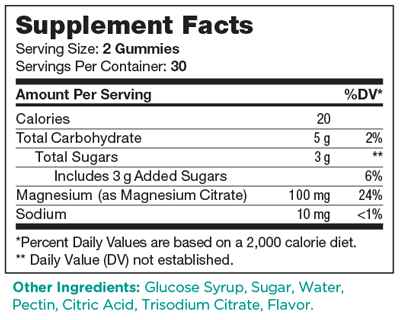 Chapter One Magnesium Apple 60 Gummies Supplement Facts