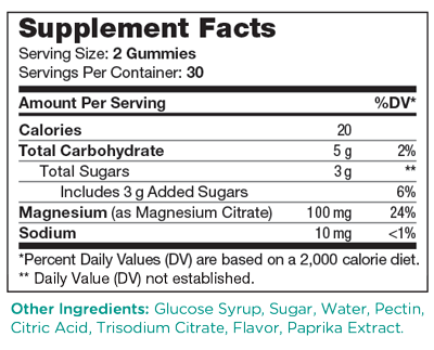 Chapter One Magnesium Peach 60 Gummies Supplement Facts
