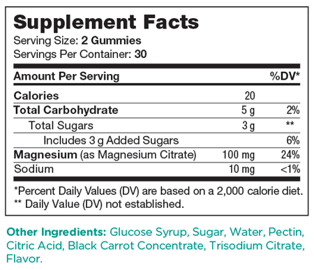 Chapter One Magnesium Raspberry 60 Gummies Supplement Facts