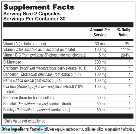 UT Max Protect 60 Capsules Supplement Facts