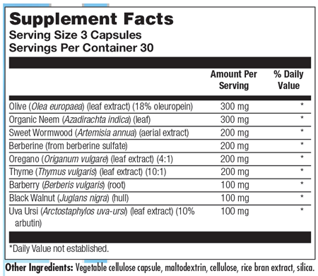 ParaBiotic Plus 90 Capsules Supplement Facts