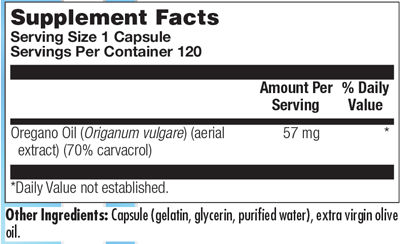 Oregano Oil 120 Softgel Supplement Facts
