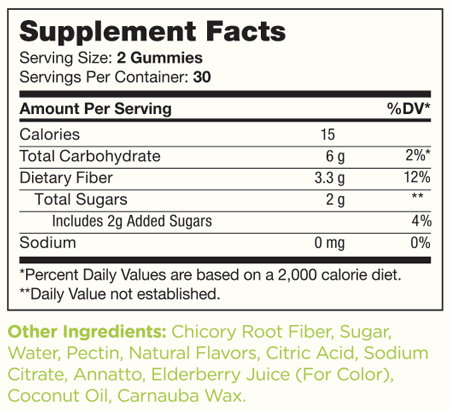 Fiber Gummies for Kids 60 Gummies Supplement Facts