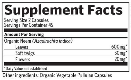 Neem 90 Capsules Supplement Facts