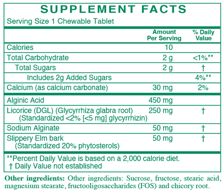 Acid Block 60 Chewable Tablets Supplement Facts