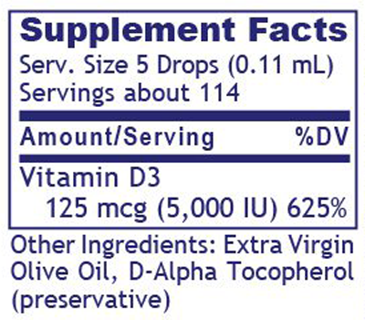 D3 Serum 0.43 fl oz Supplement Facts