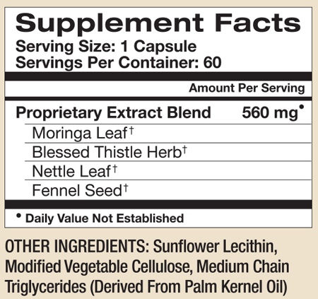 More Milk® Moringa 60 Capsules Supplement Facts