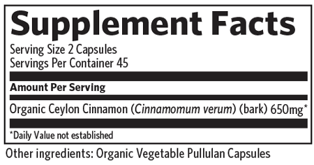 Ceylon Cinnamon 90 Capsules Supplement Facts