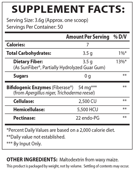 TruFiber 50 Servings Supplement Facts