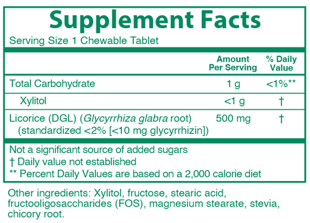 Chewable Licorice 90 Chewable Tablets Supplement Facts