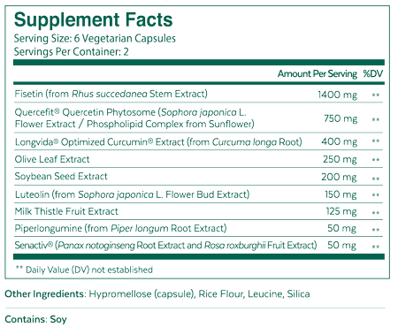 Qualia Senolytic 12 Capsules Supplement Facts