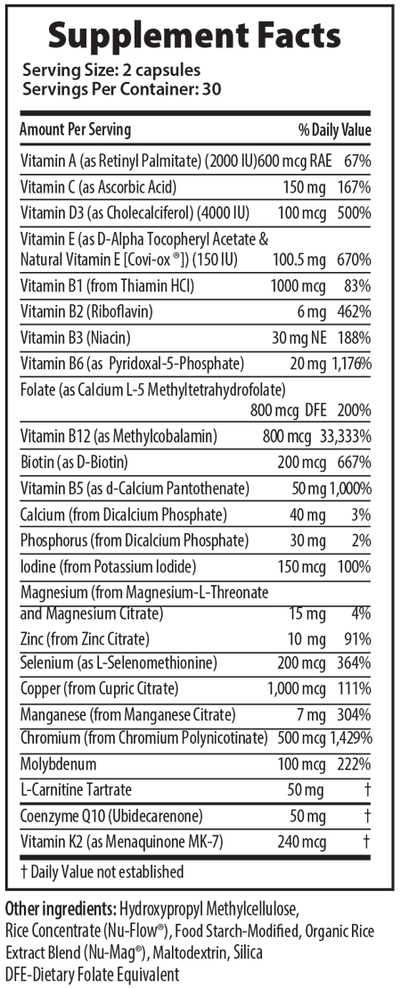 Metabolic Nutrition 60 Capsules Supplement Facts