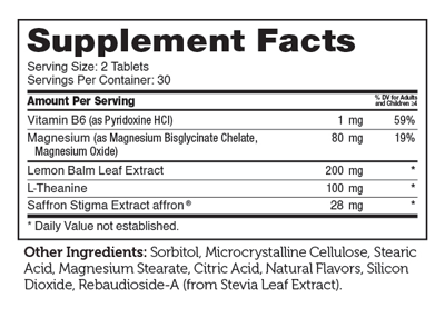 ChildCalm 60 Chewable Tablets Supplement Facts