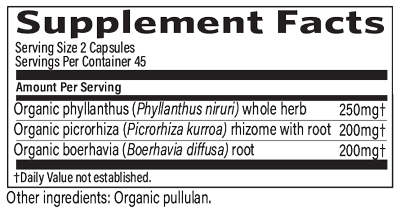 Liver Kidney 90 Capsules Supplement Facts