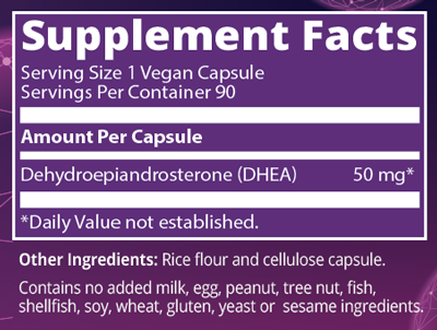 DHEA 50 mg 90 Capsules Supplement Facts