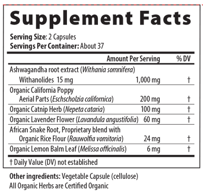 StressCalm Px 75 Capsules Supplement Facts