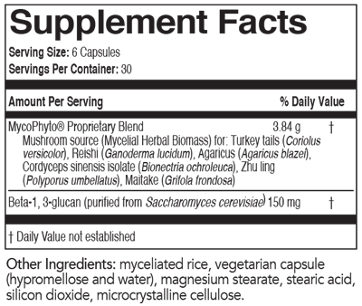 MycoPhyto 180 Capsules Supplement Facts