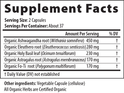 Adaptogen 75 Capsules Supplement Facts