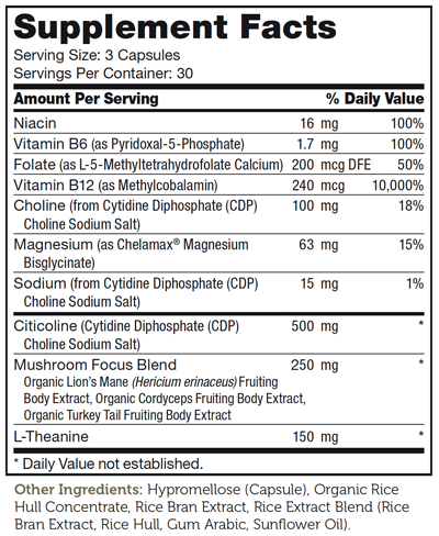 AdultFocus 90 Capsules Supplement Facts