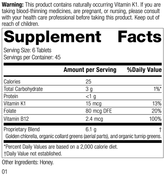Nutrition label for Whole Food Folate
