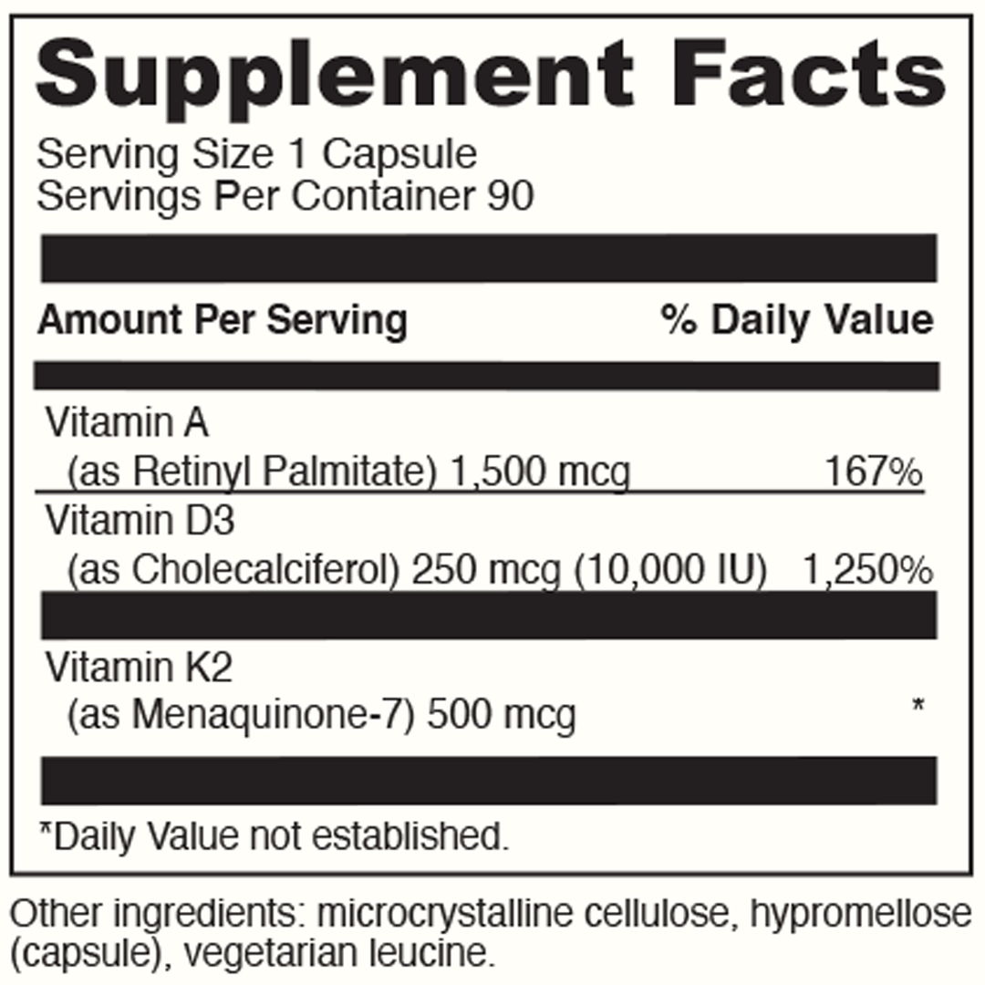 A.D.K 10 90 Capsules Supplement Facts