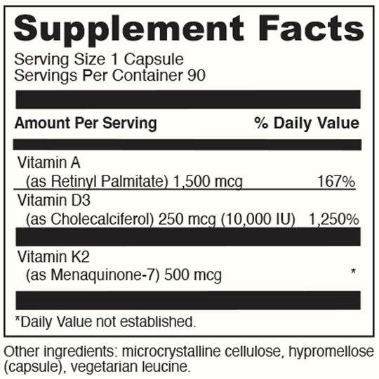 A.D.K 10 90 Capsules Supplement Facts