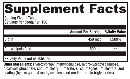 ALAmax™ CR 120 Tablets Supplement Facts