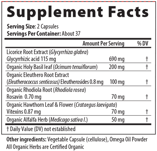 Adrenal Px L-BP 75 Capsules Supplement Facts