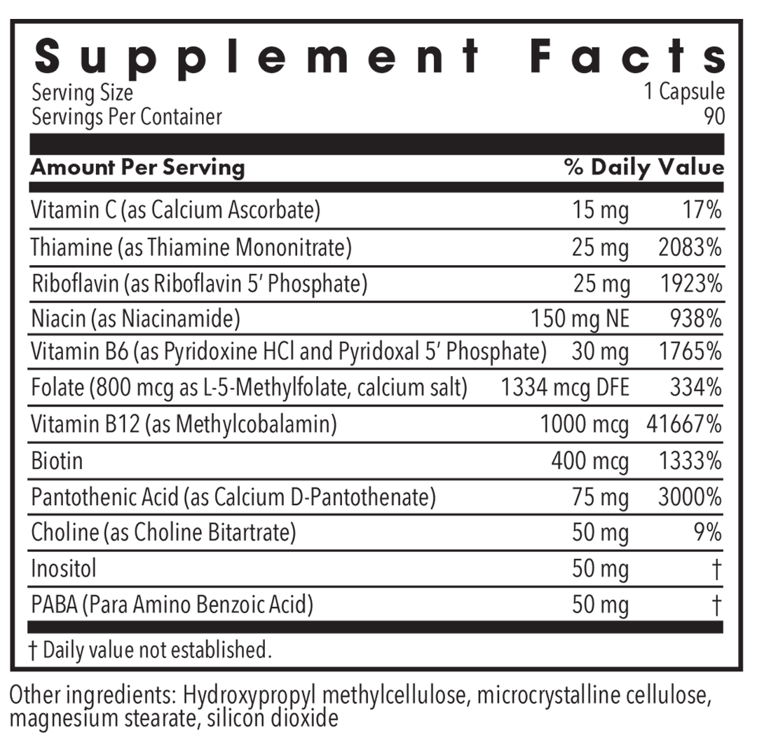 B-Complex 90 Capsules Supplement Facts