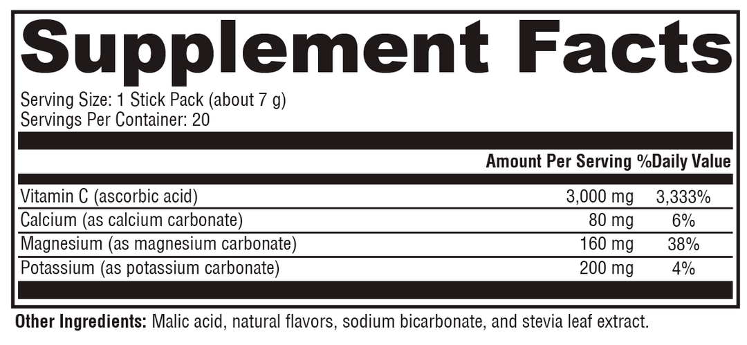 Buffered C Powder Fruit Punch 20 Servings Supplement Facts