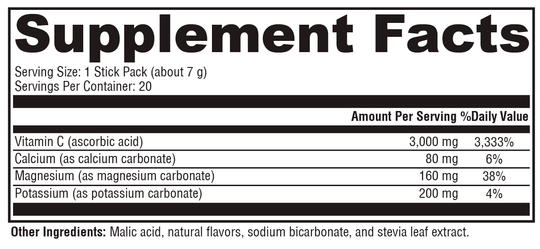 Buffered C Powder Fruit Punch 20 Servings Supplement Facts