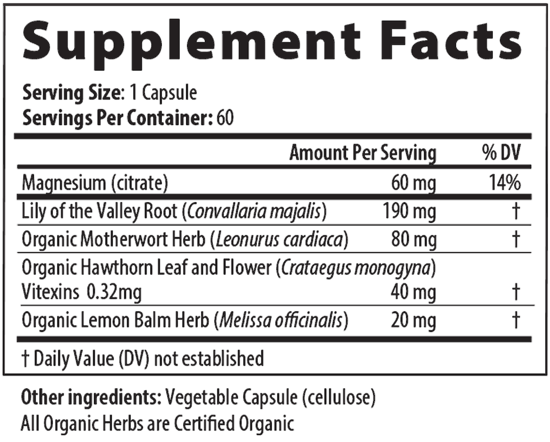 Cardiac Calm Px 60 Capsules Supplement Facts