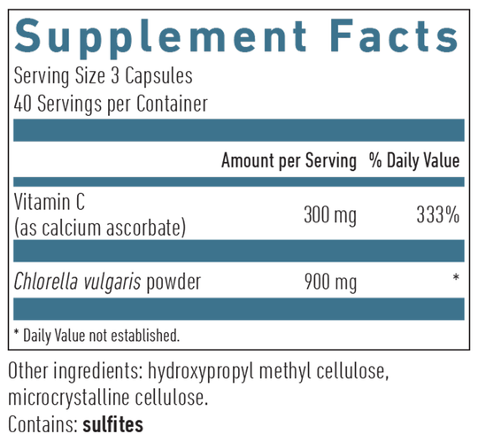 Chlorella Plus C 120 Capsules Supplement Facts