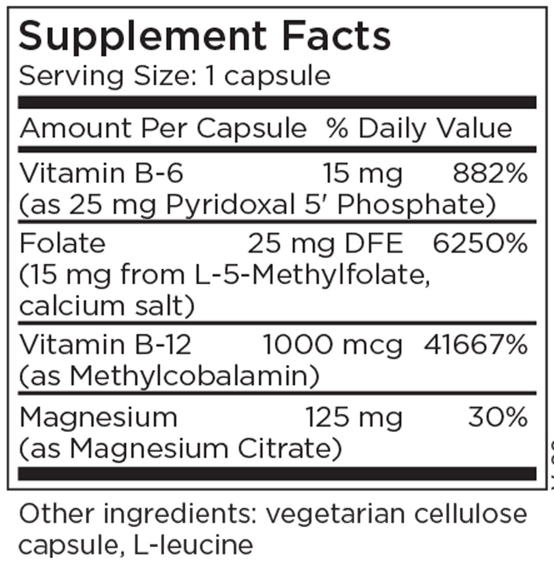 Cofactors + L-Methylfolate 15 mg 30 Capsules Supplement Facts