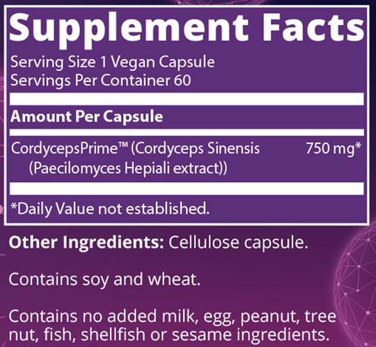Cordyceps CS-4 Strain 60 Capsules Supplement Facts