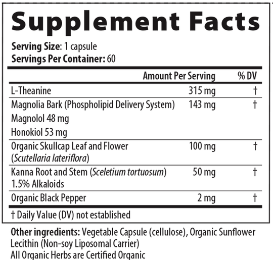 CortiCalm 60 Capsules Supplement Facts