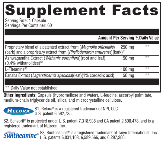 Cortisolv® 60 Capsules Supplement Facts