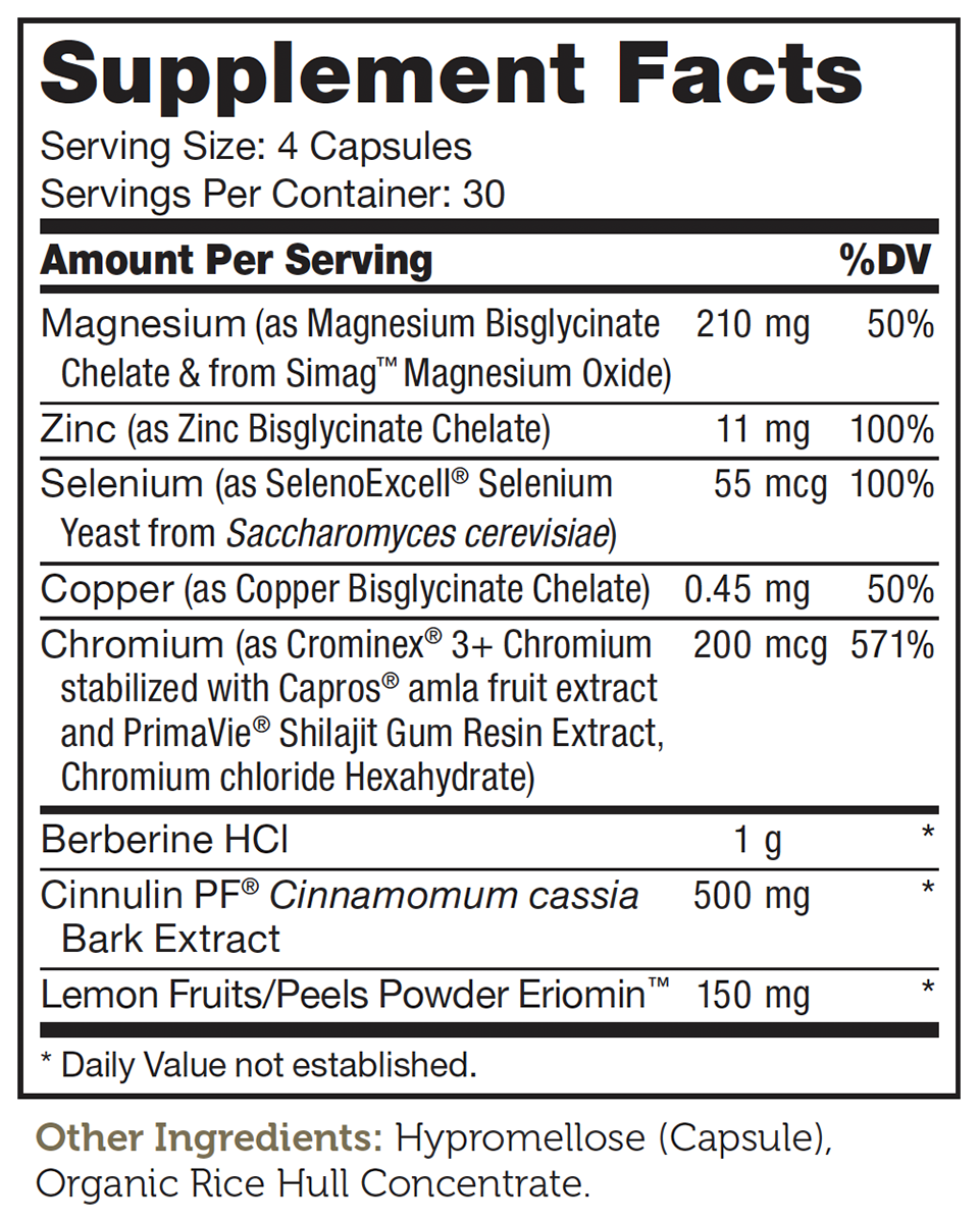 Diabetter 120 Capsules Supplement Facts