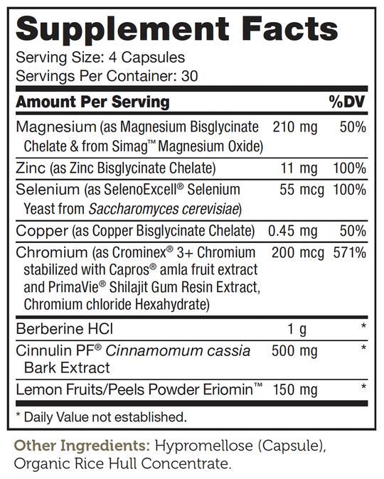 Diabetter 120 Capsules Supplement Facts