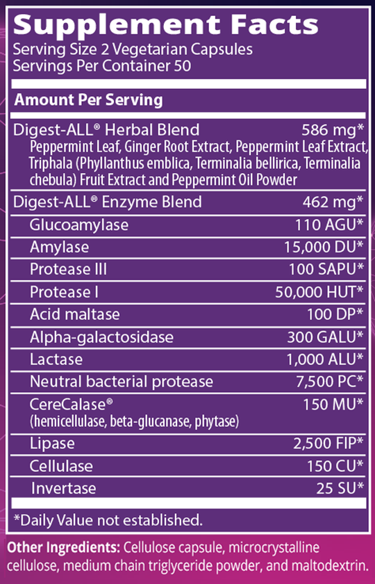 Digest-ALL 100 Capsules Supplement Facts