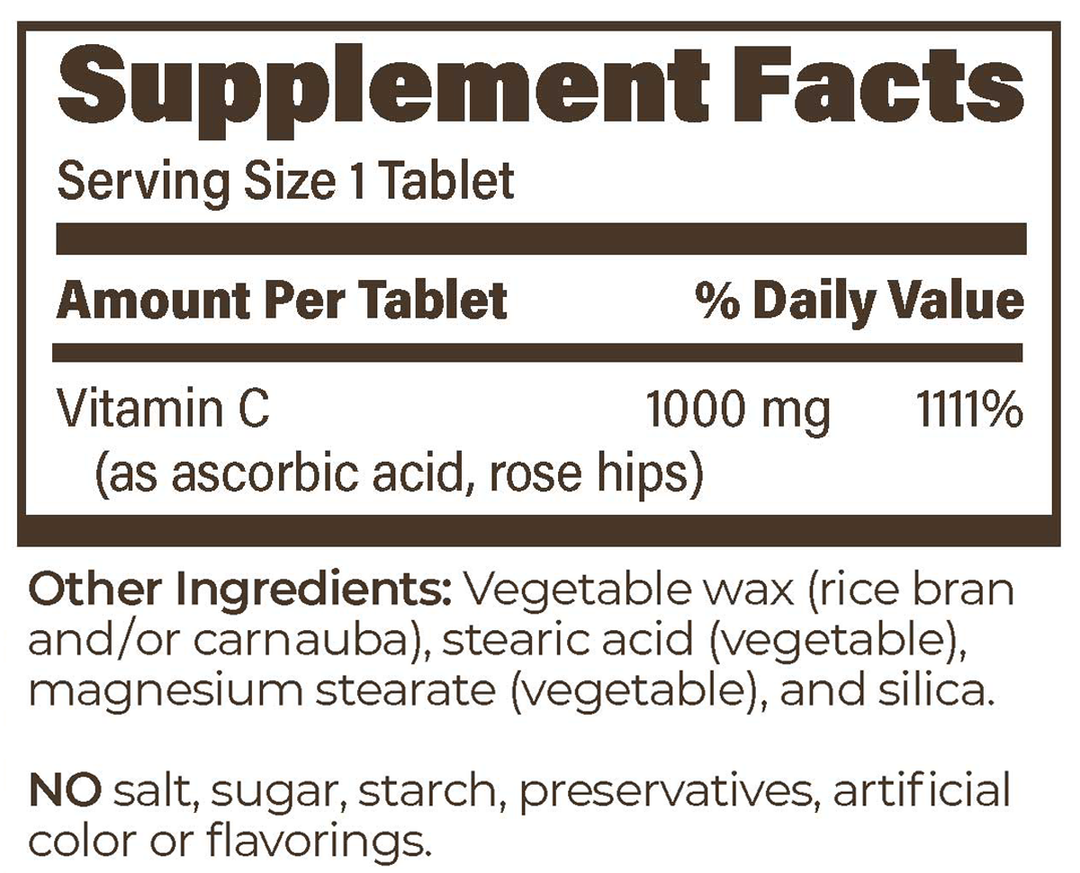 ENDUR-C SR 1000 mg 60 Tablets Supplement Facts