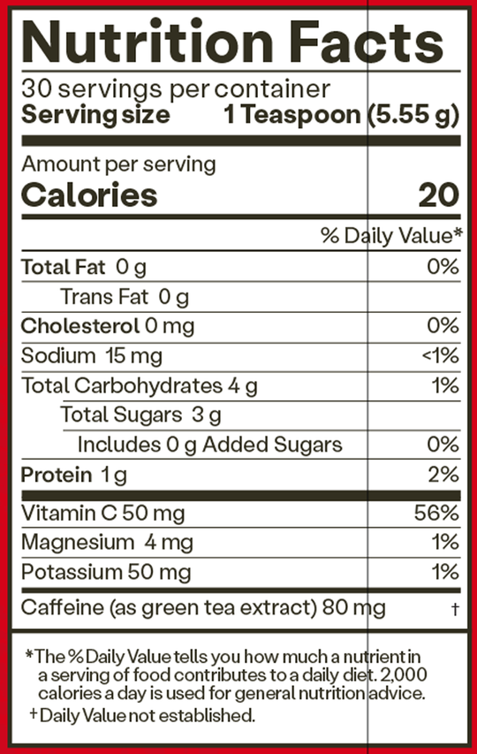 SuperBeets Energy Plus Natural Berry 30 Servings Supplement Facts