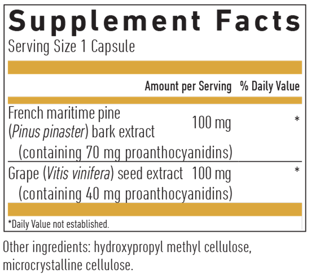 Pycnogenol Superior 100 GOLD 30 Capsules Supplement Facts
