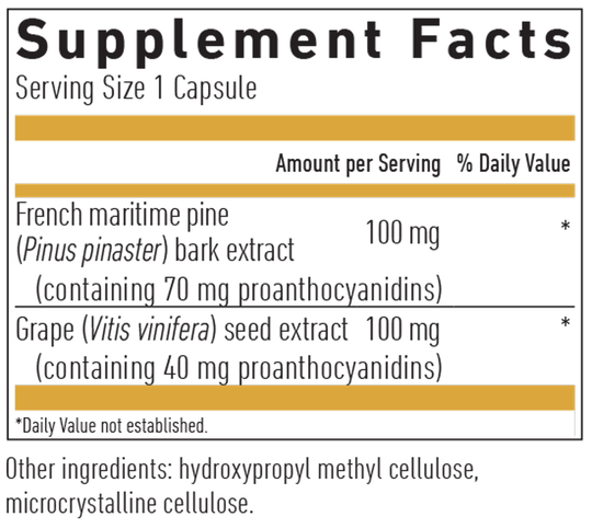 Pycnogenol Superior 100 GOLD 30 Capsules Supplement Facts