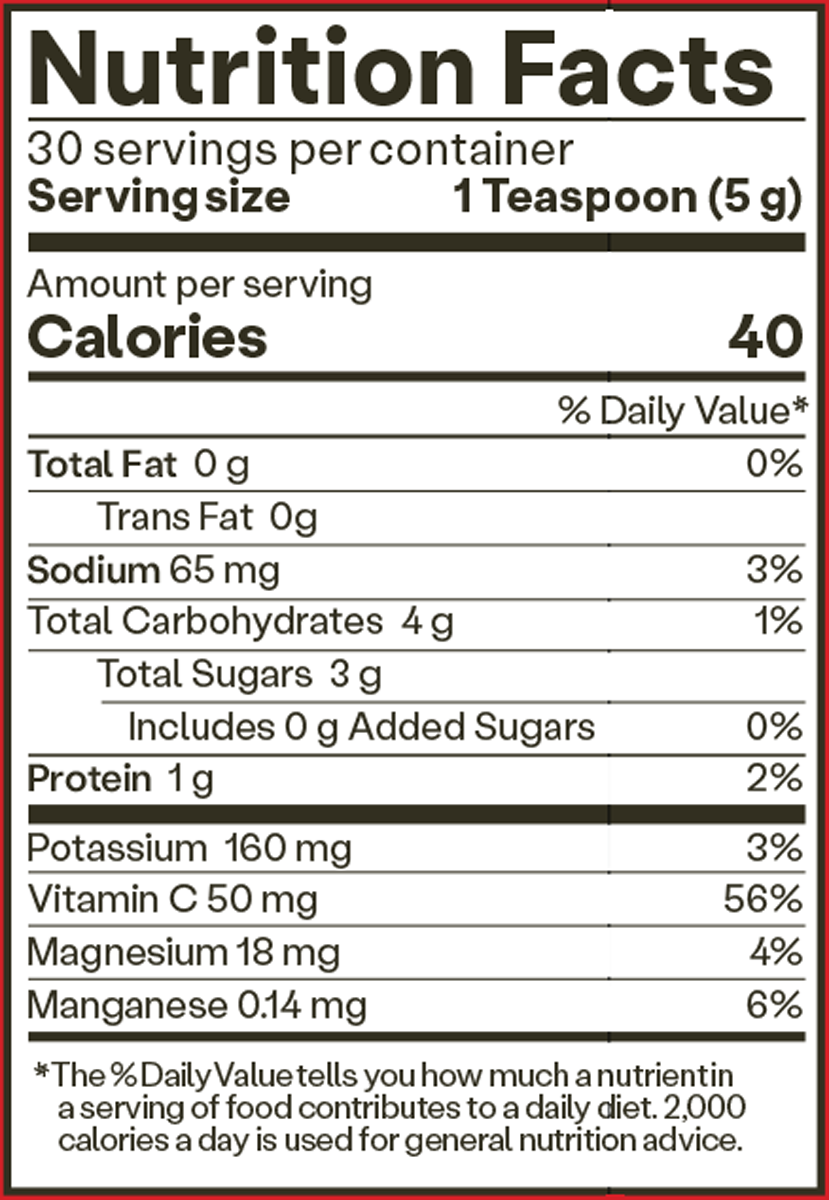 SuperBeets Black Cherry 30 Servings Supplement Facts
