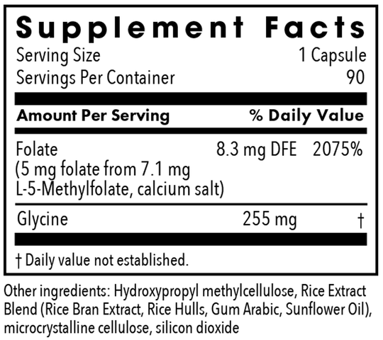 L-Methylfolate 5 mg 90 Capsules Supplement Facts
